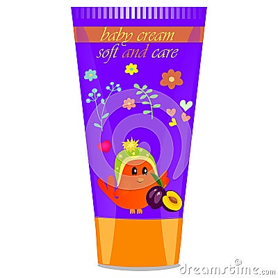 Baby cream tube with kids design Vector Illustration