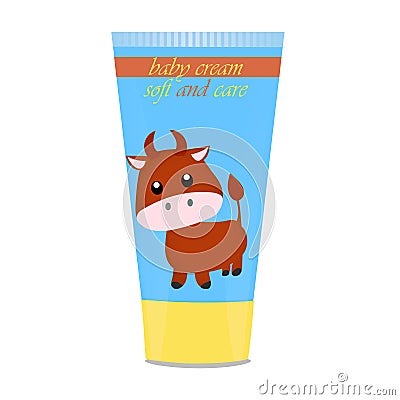 Baby cream tube with kids design Vector Illustration