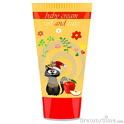 Baby cream tube with kids design Vector Illustration