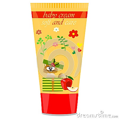 Baby cream tube with kids design Vector Illustration