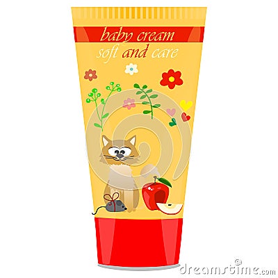 Baby cream tube with kids design Vector Illustration