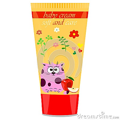 Baby cream tube with kids design Vector Illustration