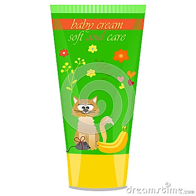 Baby cream tube with kids design Vector Illustration