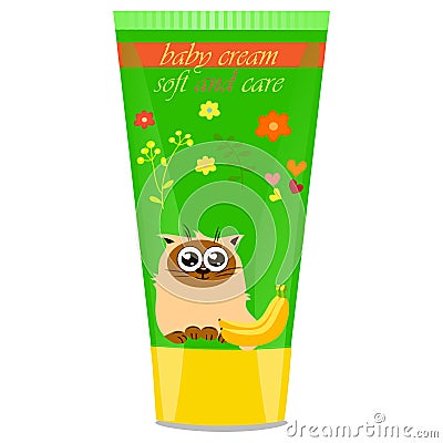 Baby cream tube with kids design Vector Illustration