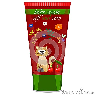 Baby cream tube with kids design Vector Illustration