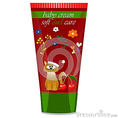 Baby cream tube with kids design Vector Illustration