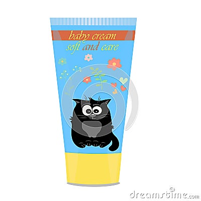 Baby cream tube with kids design Vector Illustration