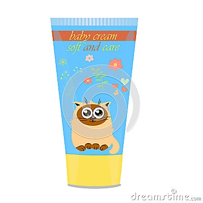 Baby cream tube with kids design Vector Illustration