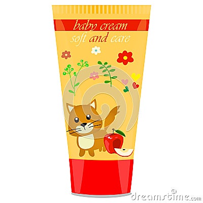 Baby cream tube with kids design Vector Illustration