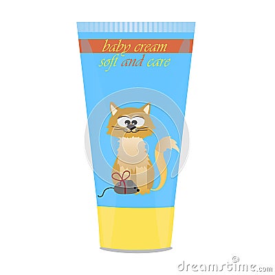 Baby cream tube with kids design Vector Illustration