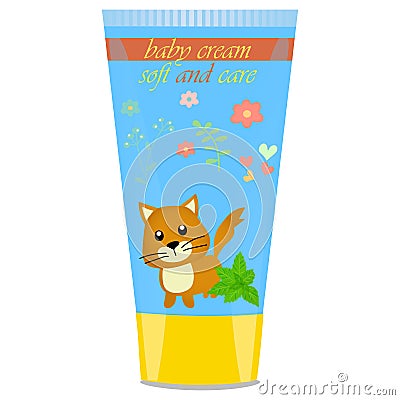 Baby cream tube with kids design Vector Illustration