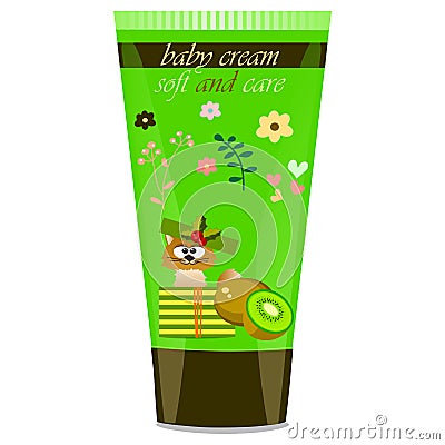 Baby cream tube with kids design Vector Illustration