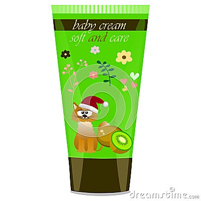 Baby cream tube with kids design Vector Illustration