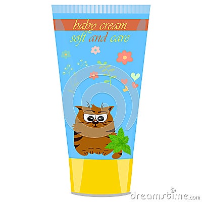 Baby cream tube with kids design Vector Illustration