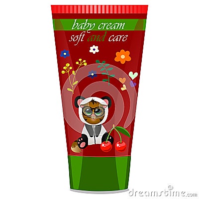 Baby cream tube with kids design Vector Illustration