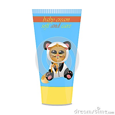 Baby cream tube with kids design Vector Illustration