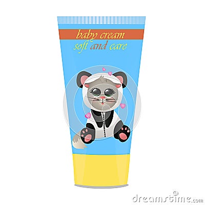 Baby cream tube with kids design Vector Illustration