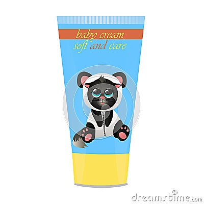 Baby cream tube with kids design Vector Illustration