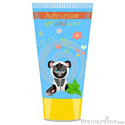 Baby cream tube with kids design Vector Illustration