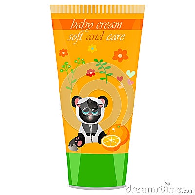 Baby cream tube with kids design Vector Illustration