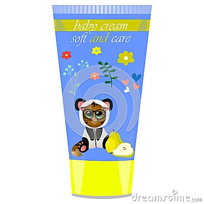 Baby cream tube with kids design Vector Illustration