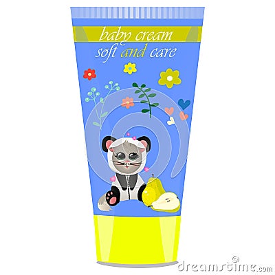 Baby cream tube with kids design Vector Illustration