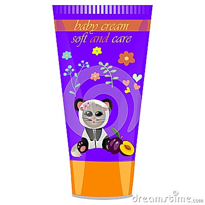 Baby cream tube with kids design Vector Illustration