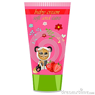 Baby cream tube with kids design Vector Illustration