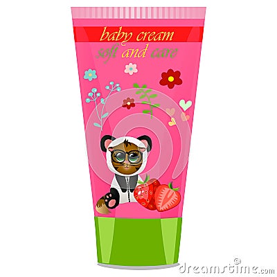 Baby cream tube with kids design Vector Illustration