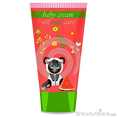 Baby cream tube with kids design Vector Illustration