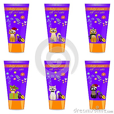 Baby cream tube with kids design Vector Illustration