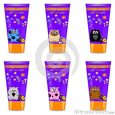 Baby cream tube with kids design Vector Illustration