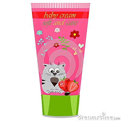 Baby cream tube with kids design Vector Illustration