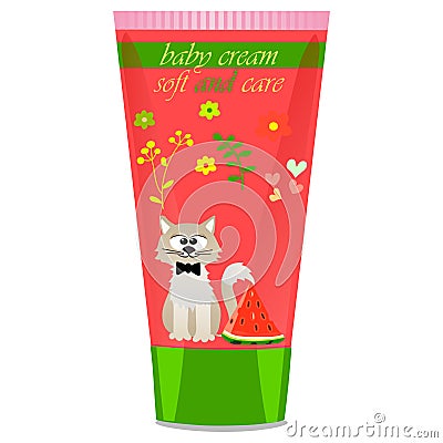 Baby cream tube with kids design Vector Illustration