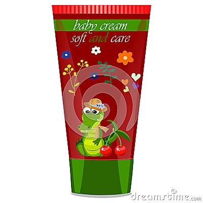 Baby cream tube with kids design Vector Illustration