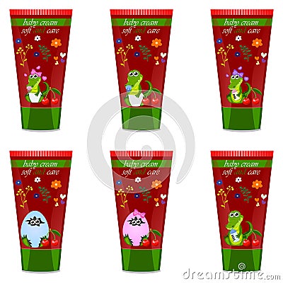 Baby cream tube with kids design Vector Illustration