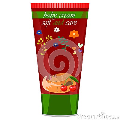 Baby cream tube with kids design Vector Illustration