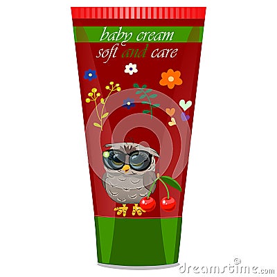 Baby cream tube with kids design Vector Illustration