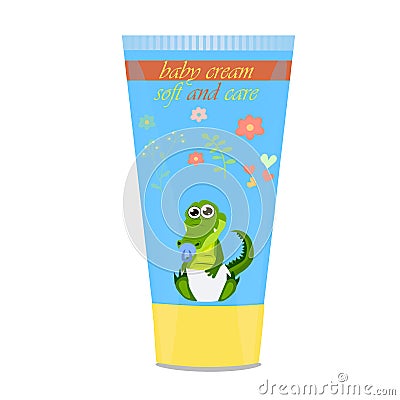 Baby cream tube with kids design Vector Illustration