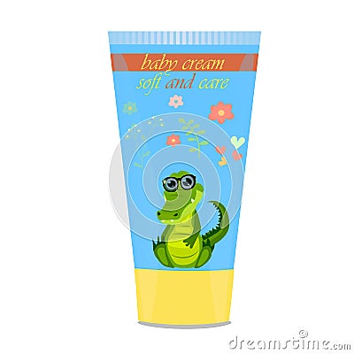 Baby cream tube with kids design Vector Illustration