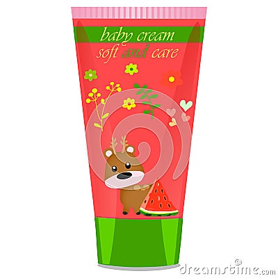 Baby cream tube with kids design Vector Illustration