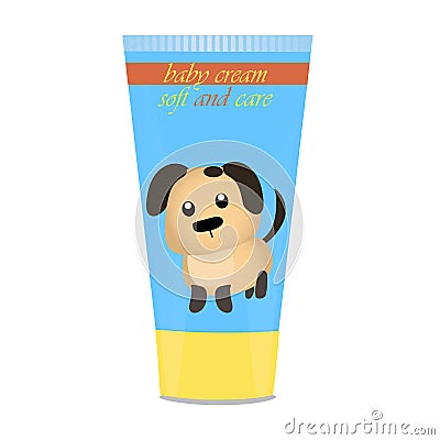 Baby cream tube with kids design Vector Illustration