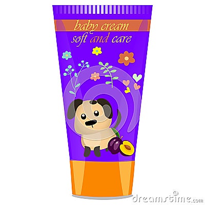 Baby cream tube with kids design Vector Illustration