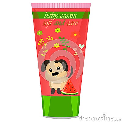 Baby cream tube with kids design Vector Illustration