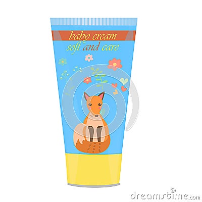 Baby cream tube with kids design Vector Illustration