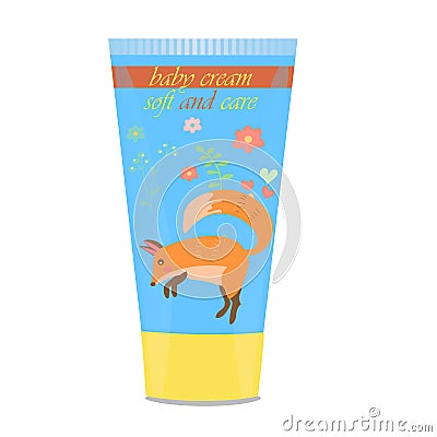 Baby cream tube with kids design Vector Illustration