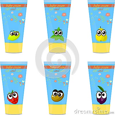 Baby cream tube with kids design Vector Illustration