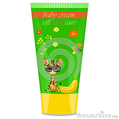 Baby cream tube with kids design Vector Illustration