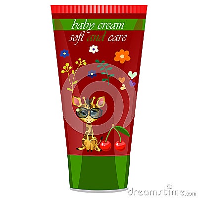 Baby cream tube with kids design Vector Illustration