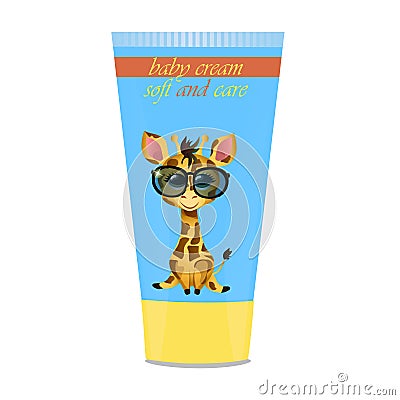 Baby cream tube with kids design Vector Illustration